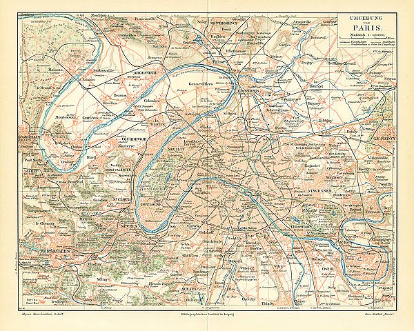 Карта окрестностей Парижа, конец 19 в. 1