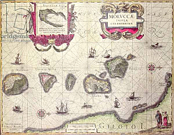 Постер Бланк Дж. Map of The Moluccan Island, engraved by Jodocus Hondius, 1630 Постер Бланк Дж. Map of The Moluccan Island, engraved by Jodocus Hondius, 1630