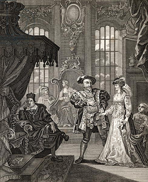 Henry VIII and Anne Boleyn, engraved by T. Cooke, from 'The Works of Hogarth', published 1833