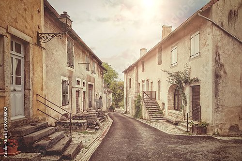 Ретро-постер Старая улица во Франции. Винтажный стиль