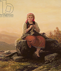Постер Бремен Мейер Young Girl Knitting, 19th century Постер Бремен Мейер Young Girl Knitting, 19th century