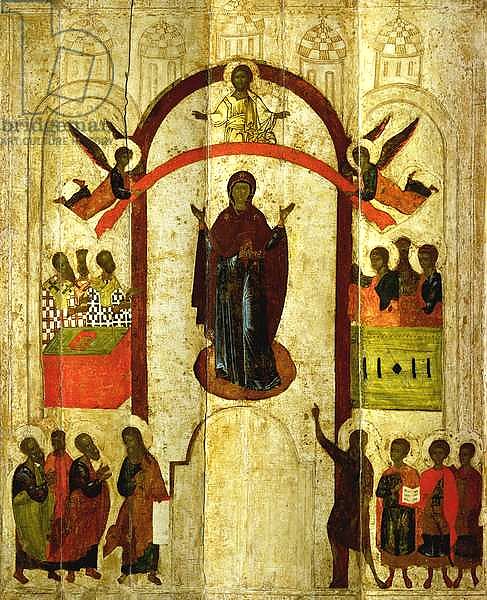 The Protection of the Theotokos Russian icon from the Zverin Monastery, 1399