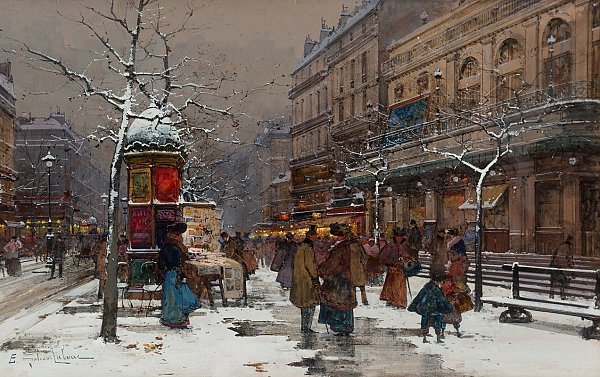 Paris, boulevard en hiver