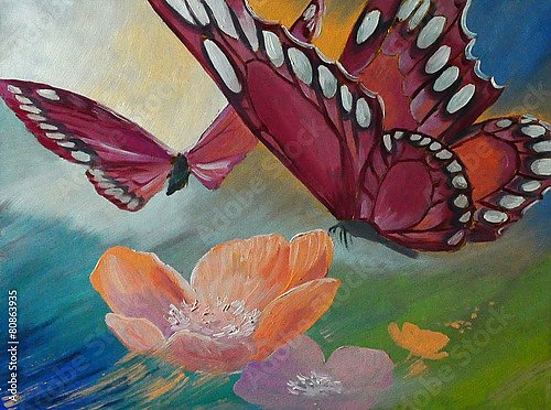 Бабочки над луговыми цветами