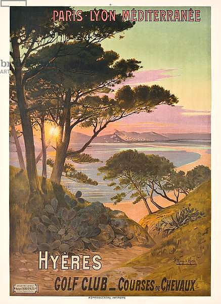 Poster advertising Hyeres, France, c.1900