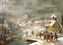 Постер Альслот Денис A Winter Landscape with Travellers on a Path Постер Альслот Денис A Winter Landscape with Travellers on a Path