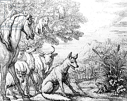 Постер Барлоу Франсис The Ambitious Frog, illustration from 'Aesop's Fables', 1687 Постер Барлоу Франсис The Ambitious Frog, illustration from 'Aesop's Fables', 1687