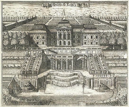 Вид Большого дворца в Петергофе 1