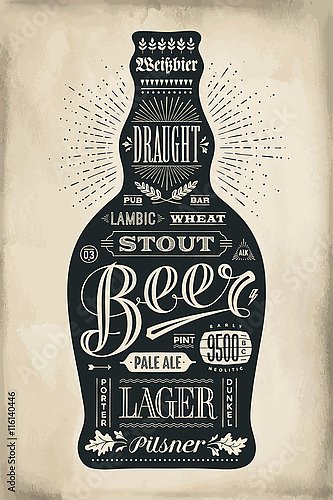 Плакат с бутылкой пива
