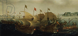 Постер Врум Корнелис A Sea Action, possibly the Battle of Cadiz, 1596 Постер Врум Корнелис A Sea Action, possibly the Battle of Cadiz, 1596