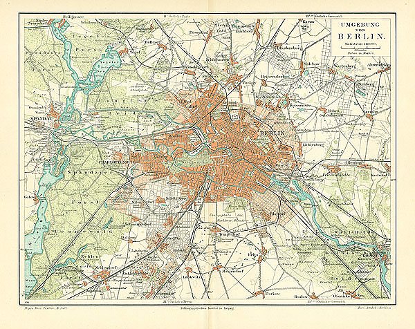 Карта окрестностей Берлина, конец 19 в. 2