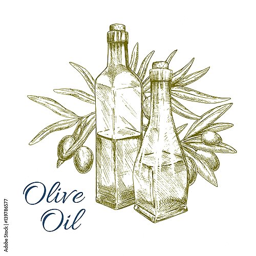 Оливковое масло и зеленые оливки