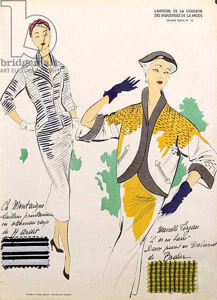 Sketches and fabric swatches, from 'L'oficiel de la couleur des industries de la mode' 5