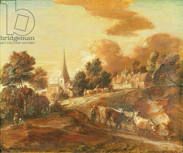 An Imaginary Wooded Village with Drovers and Cattle, c.1771-72