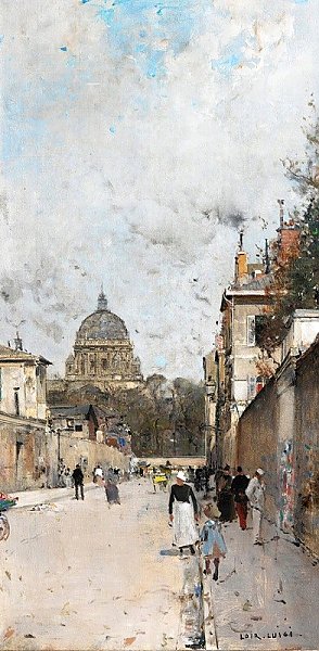 View of the Val de Grâce Street in Paris, the Val de Grâce church in the background