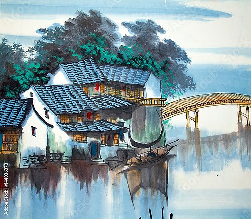 Китайский традиционный дом на воде