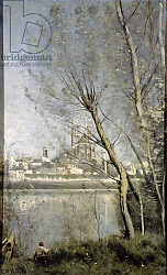 Постер Коро Жан (Jean-Baptiste Corot) Mantes, View of the Cathedral and Town through the Trees, c.1865-70 Постер Коро Жан (Jean-Baptiste Corot) Mantes, View of the Cathedral and Town through the Trees, c.1865-70