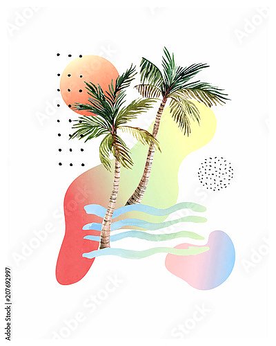 Абстрактный мягкий градиент и пальмы