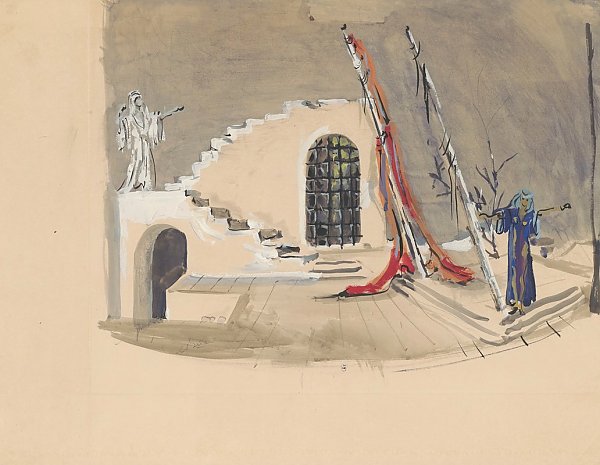 Sodome et Gomorrhe – maquette de décor – structure avec escalier, acte 2