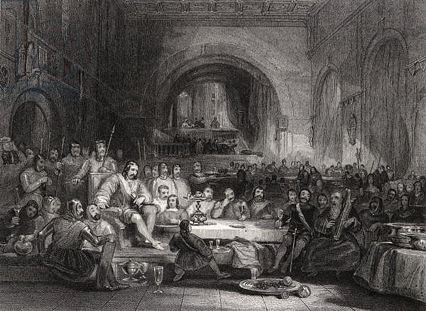 Prince Llewellyn and his Barons, engraved by William Radclyffe