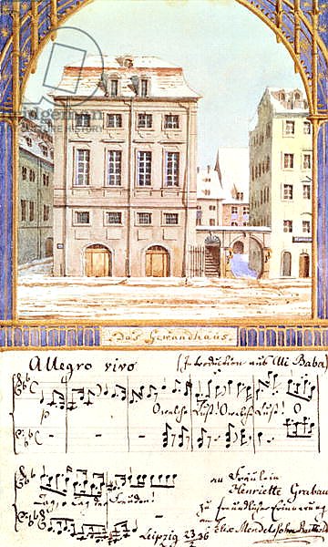 The Leipzig Gewandhaus with a piece of music by Felix Mendelssohn