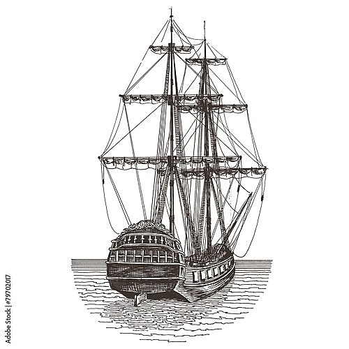 Иллюстрация с уплывающим парусником
