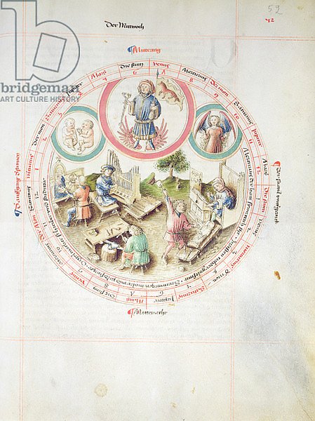 MS 2a Astron 1, fol 5.2 Astrological chart depicting Wednesday