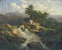 Постер Бакоф Юлиус Forest Landscape with Waterfall Постер Бакоф Юлиус Forest Landscape with Waterfall