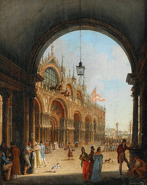 Постер Борсато Джузеппе Venice, a View of the Piazzetta di San Marco from the Arco dell’Orologio