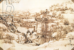 Постер Леонардо да Винчи (Leonardo da Vinci) Arno Landscape, 5th August, 1473 Постер Леонардо да Винчи (Leonardo da Vinci) Arno Landscape, 5th August, 1473
