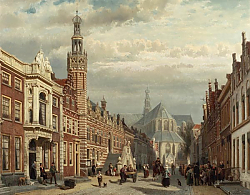 Постер Спрингер Корнелис View of the Town Hall and St Lawrence's Church in Alkmaar Постер Спрингер Корнелис View of the Town Hall and St Lawrence's Church in Alkmaar
