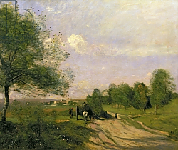 Постер Коро Жан (Jean-Baptiste Corot) The Wagon, Souvenir of Saintry, 1874 Постер Коро Жан (Jean-Baptiste Corot) The Wagon, Souvenir of Saintry, 1874