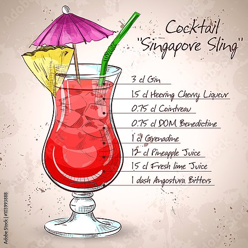 Сингапурский слинг-коктейль