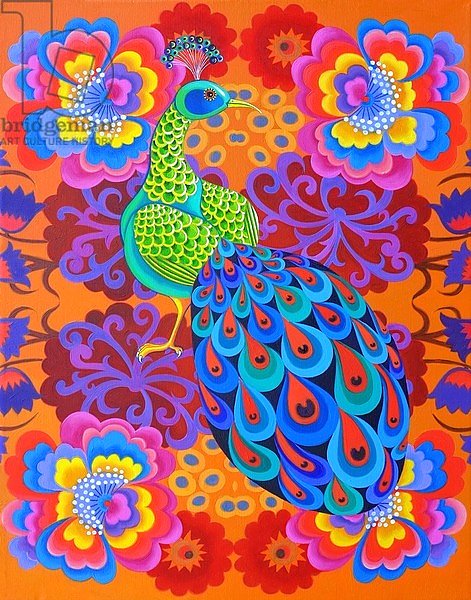 Peacock with flowers, 2015,