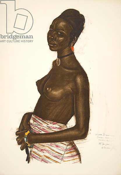 Arima Bossonou. Femme Kanembou, from Dessins et Peintures d'Afrique, executes au cours de l'expedition Citroen Centre Afrique, deuxieme mission Haardt Audouin-Dubreuil,  pub. Paris, 1927