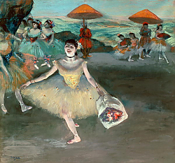 Постер Дега Эдгар (Edgar Degas) Dancer with bouquet, curtseying, 1877 Постер Дега Эдгар (Edgar Degas) Dancer with bouquet, curtseying, 1877