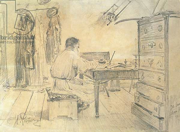 Leo Tolstoy in his Study, 1891
