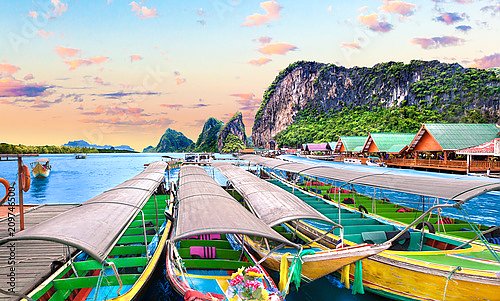 Идиллический пейзаж пляжей и побережий Таиланда