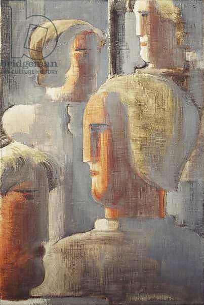 Group of Four Heads Gray Blue, Folkwang-Study III; Vier Kopfergruppe Graublau, Folkwang-Studie III, 1928