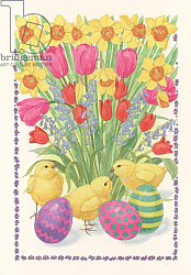 Постер Бентон Линда (совр) Chicks, Eggs and Flowers, 1995 Постер Бентон Линда (совр) Chicks, Eggs and Flowers, 1995