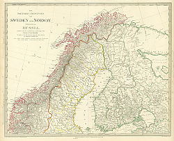 Постер Северные провинции Швеции и Норвегии и часть Росии, 1834 г.