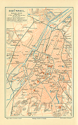 Постер Карта Брюсселя, Бельгия, 1894г.