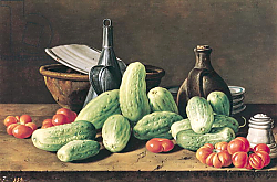 Постер Мелендес Луис Still Life with Cucumbers and Tomatoes Постер Мелендес Луис Still Life with Cucumbers and Tomatoes
