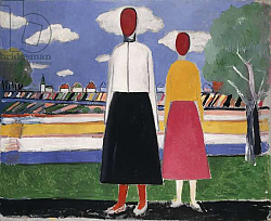 Постер Малевич Казимир Two Figures in a Landscape, c.1931-32 Постер Малевич Казимир Two Figures in a Landscape, c.1931-32