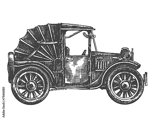 Иллюстрация с ретро-автомобилем с откидным кузовом