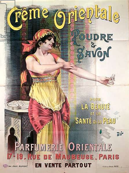 Poster advertising 'Creme Orientale' powder and soap