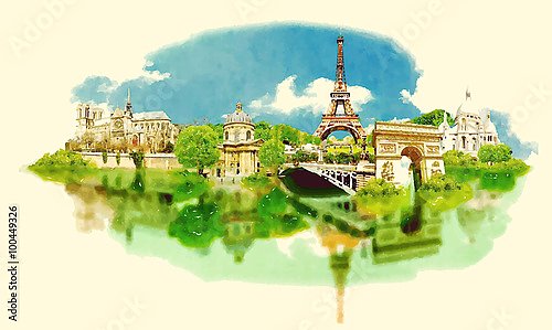 Акварельный эскиз Парижа