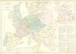 Постер Карта Европы и Франции (сост. 1556-1648 гг.) 1