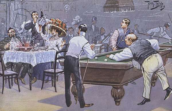 Comical  scene in a billiards hall 2