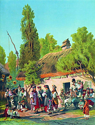 Постер Маковский Константин Воскресный вечер в малороссийской деревне. 1879 Постер Маковский Константин Воскресный вечер в малороссийской деревне. 1879
